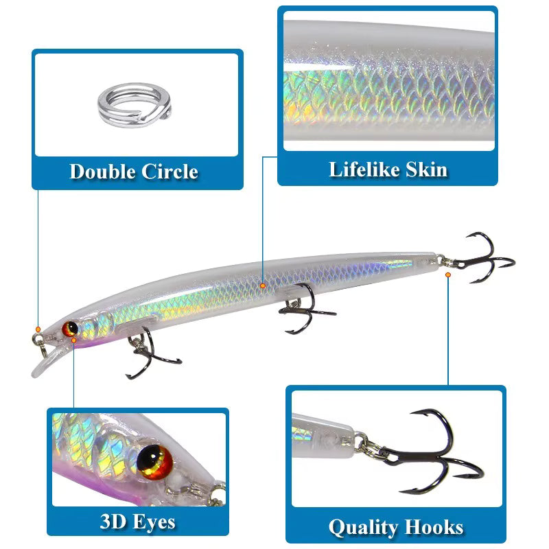 Señuelo Minnow Wobbler Long Casting — 10 colores