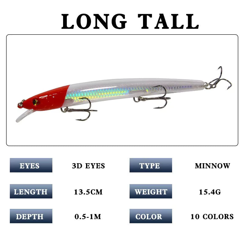 Señuelo Minnow Wobbler Long Casting — 10 colores