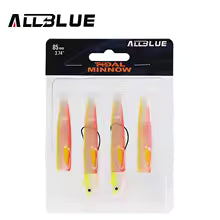 ALLBLUE Vinilo Sea Bass 85 mm — 2 cabezas plomadas + 4 vinilos
