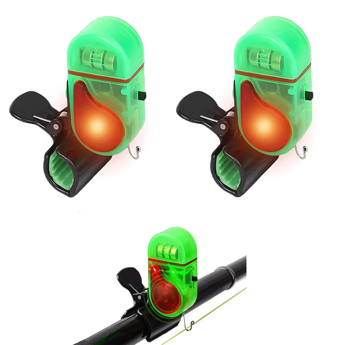 Alarma de Picada LED para Caña — Sensor Sonoro con Pinza