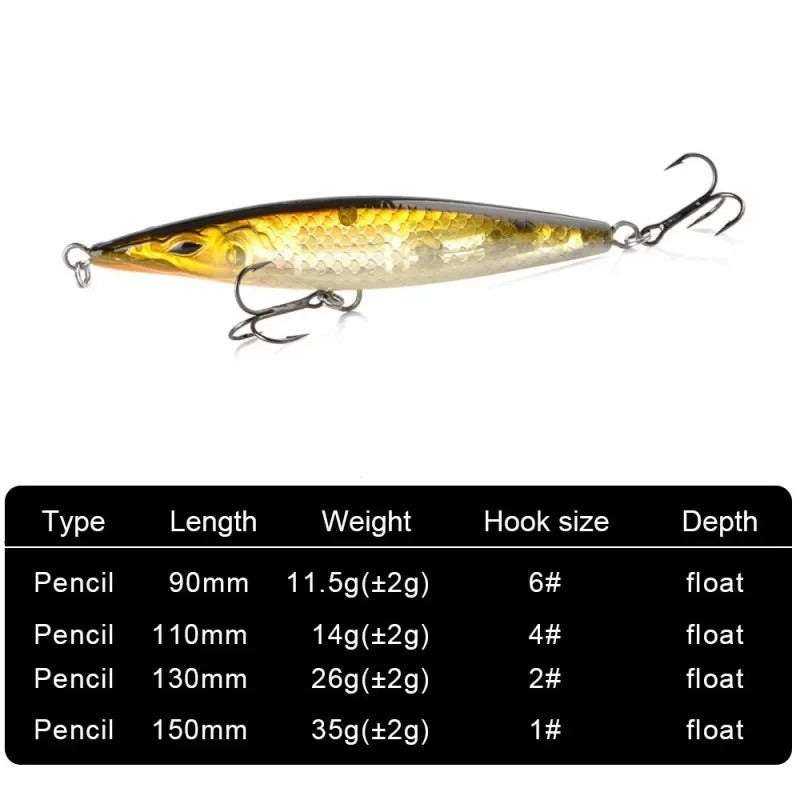 Señuelo Stickbait Minnow Superficie — 90/110/130 mm