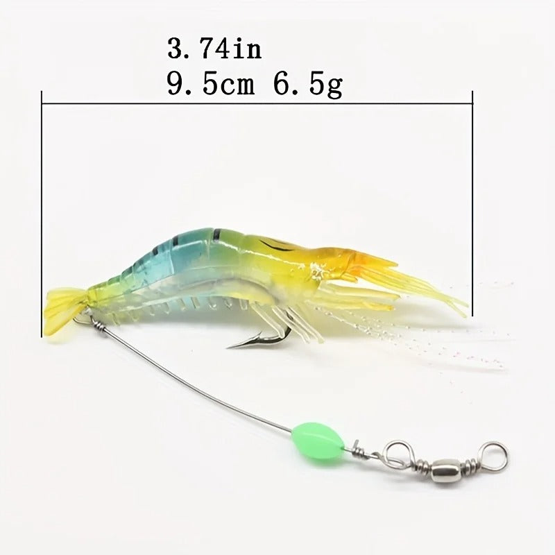 Señuelo camarón verde amarillo 9,5 cm con emerillón