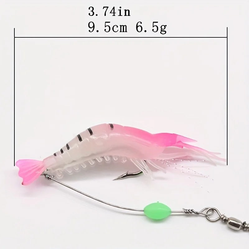 Señuelo camarón rosa 9,5 cm y 6,5 g con perla luminosa