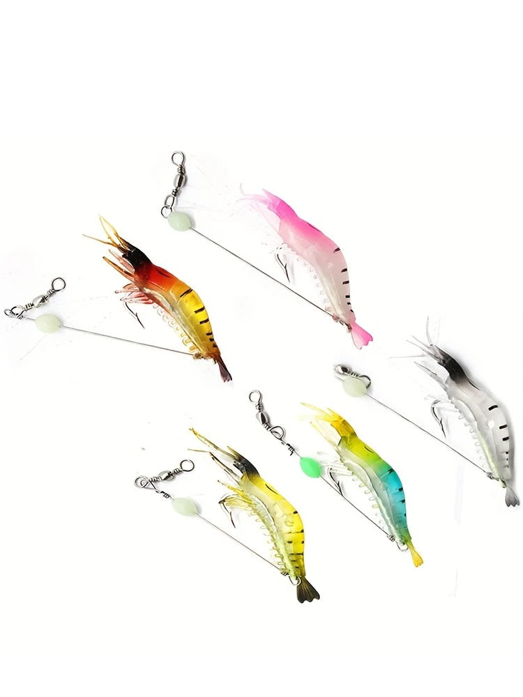 Pack de 5 señuelos camarón luminoso de colores variados