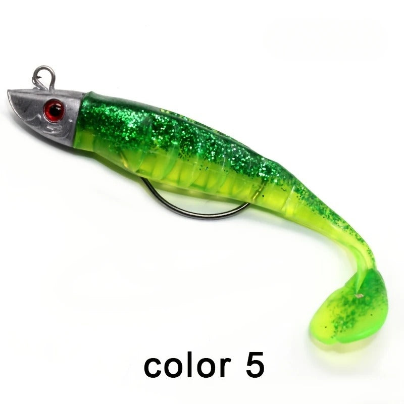 Vinilo shad jig head color verde tigre
