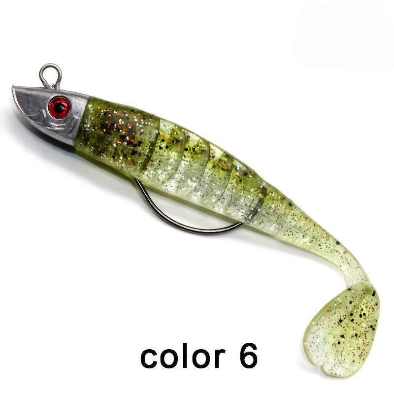 Vinilo shad jig head color oliva glitter